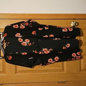 Maurices Black Floral Print Kimono